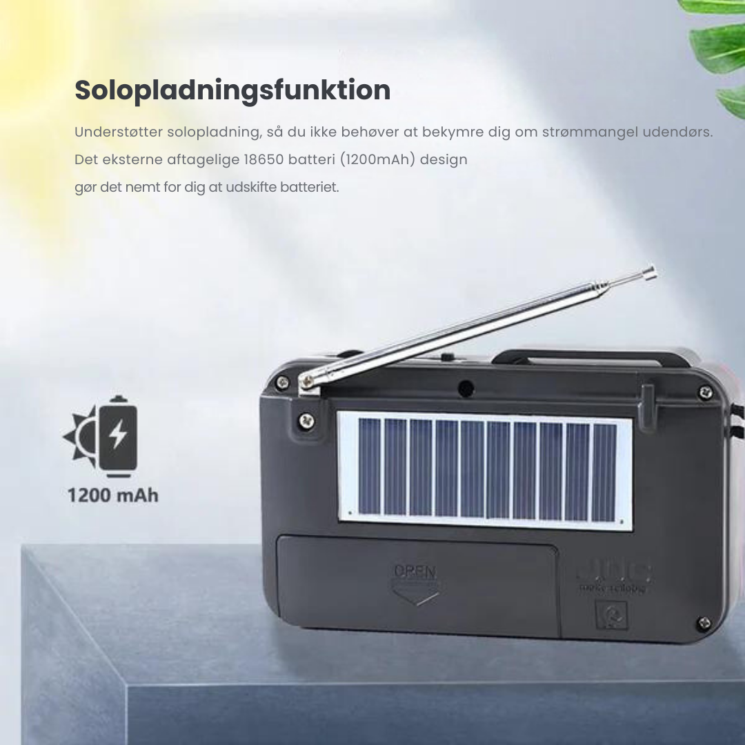 SolarTune™ - Mini Bærbar FM Radio Solopladning Bluetooth Højttaler