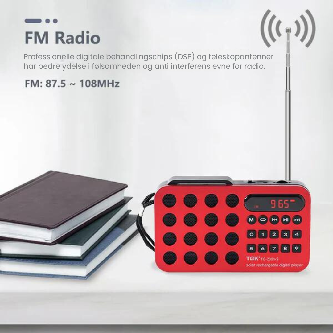 SolarTune™ - Mini Bærbar FM Radio Solopladning Bluetooth Højttaler