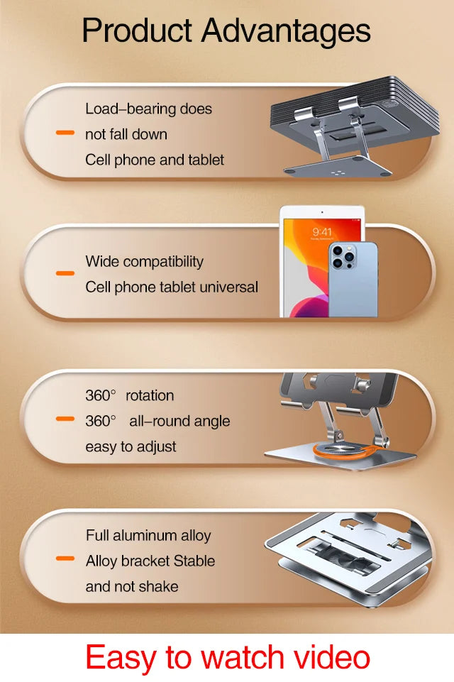 SpinFlexStand™ - Laptop Stand Aluminiumslegering Roterende Beslag