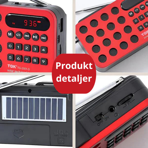 SolarTune™ - Mini Bærbar FM Radio Solopladning Bluetooth Højttaler