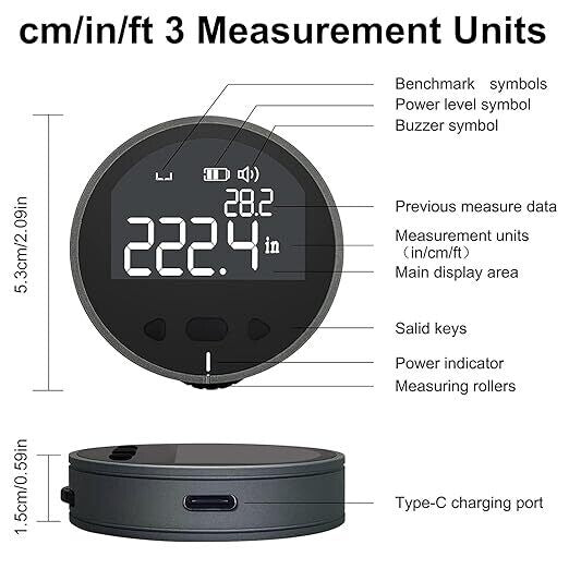 MeasureTech™ - Højopløsnings digital LCD-elektronisk målestok